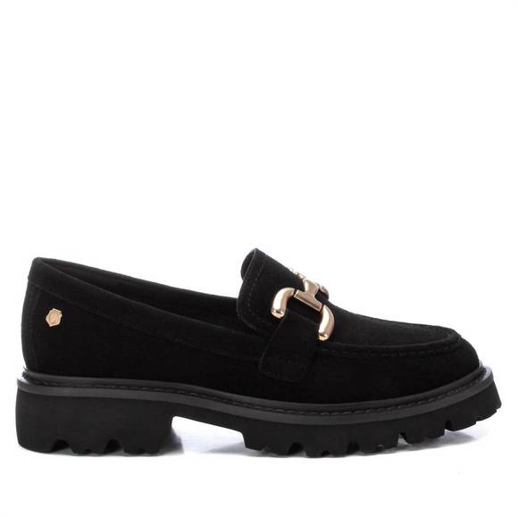 NEW XTI women's leather moccasins in black - Picture 1 of 5